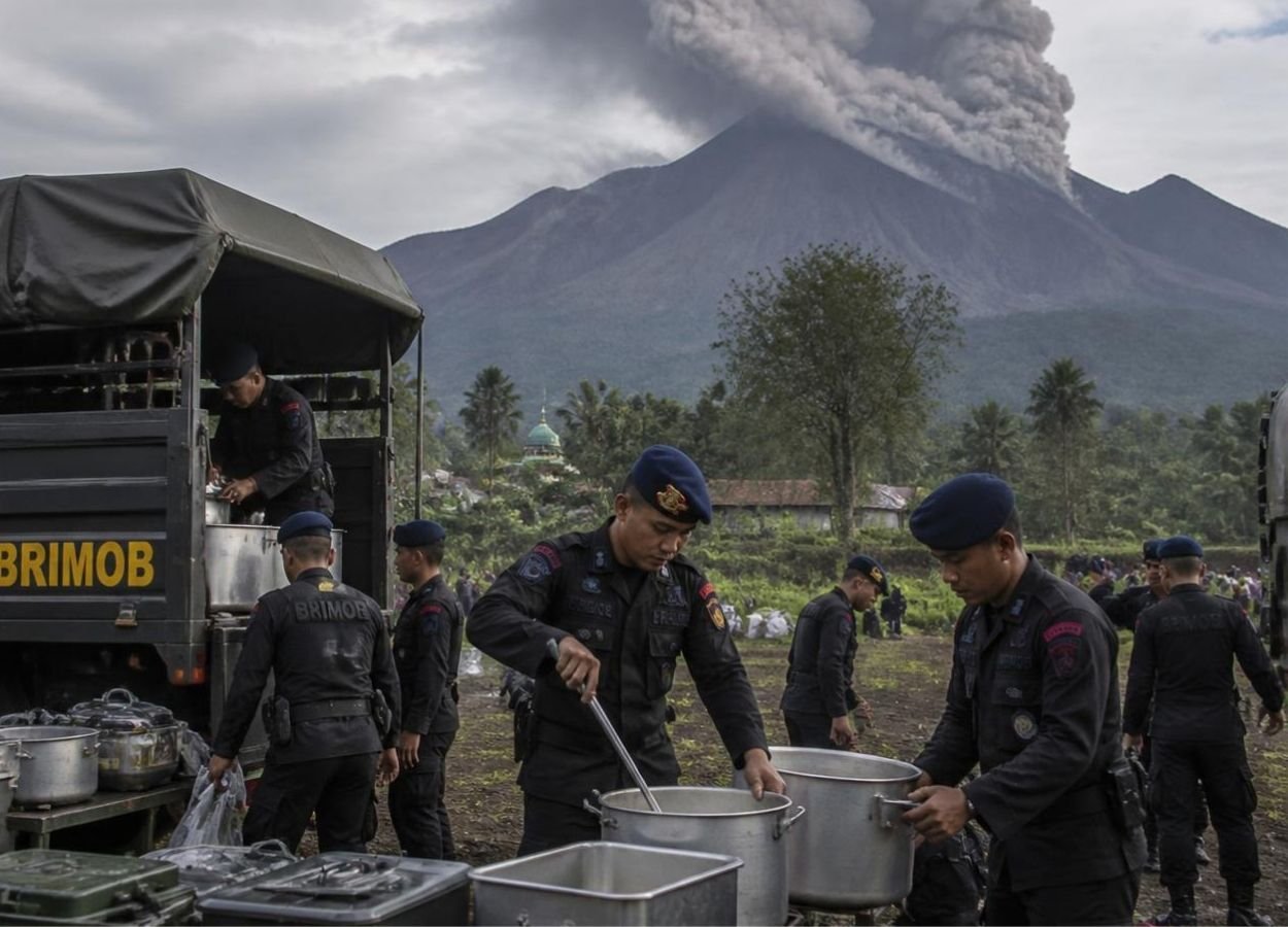 Brimob Sumut Siapkan Dapur Lapangan untuk Korban Sinabung - JatengBerita.com